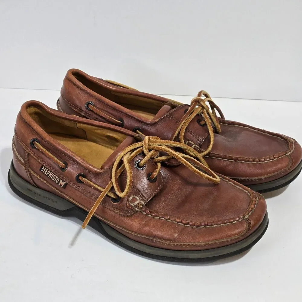 Mephisto‎ Spinnaker Boat Shoes Mens Size 7 Brown Leather Comfort Shoes Nautical